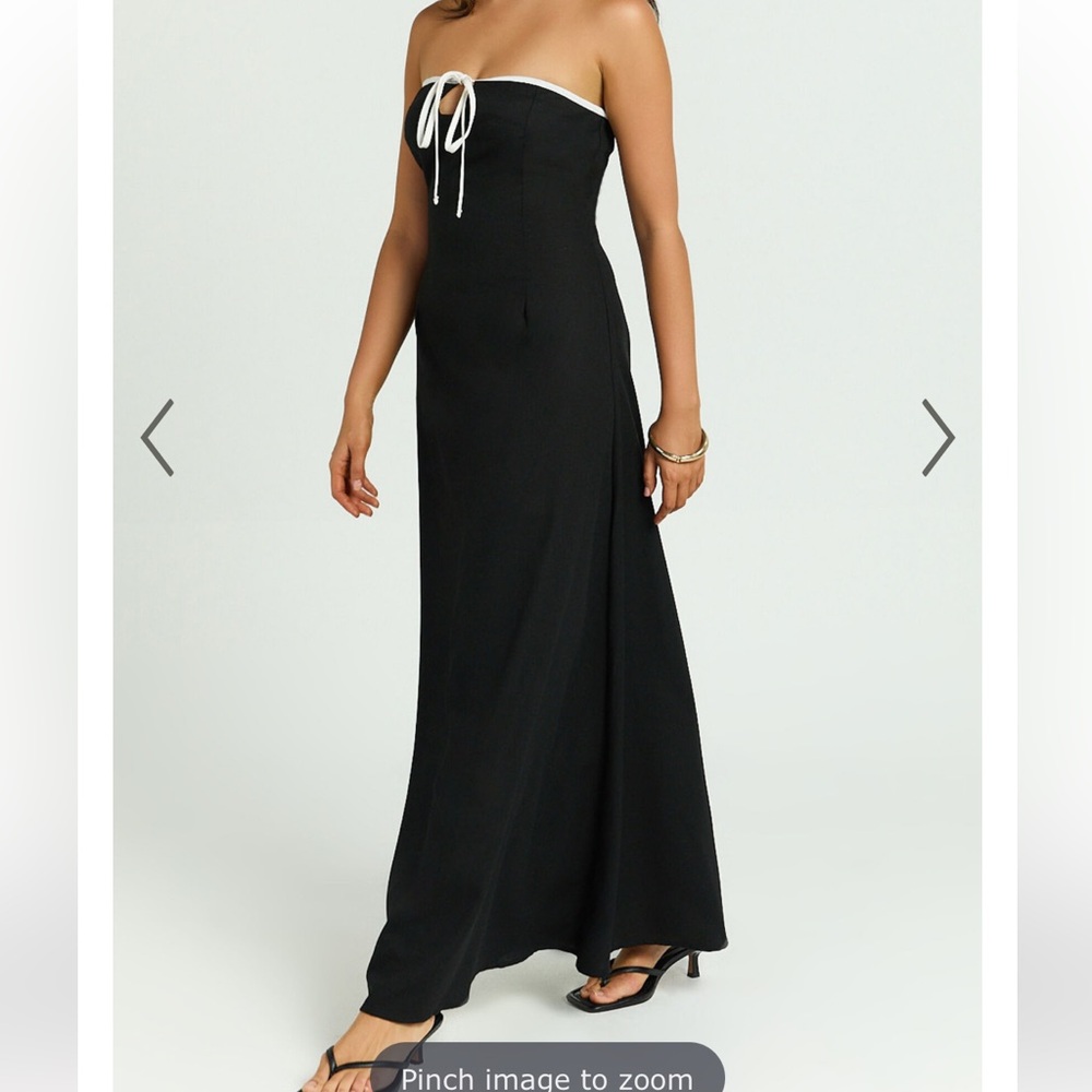 Showpo Black and White Strapless Tie Front Dress Maxi - Picture 3 of 6